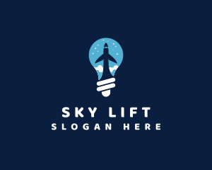 Lightbulb Airplane Travel logo design