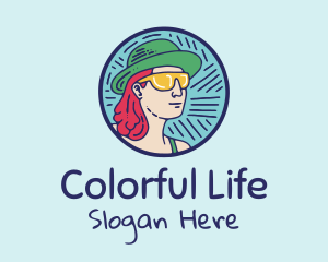 Colorful Sunnies Girl logo design