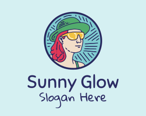 Colorful Sunnies Girl logo design