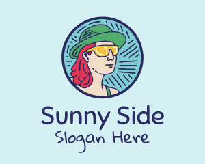 Colorful Sunnies Girl logo design