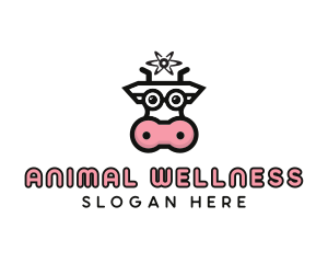 Atom Cow Animal logo design