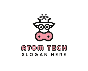 Atom Cow Animal logo