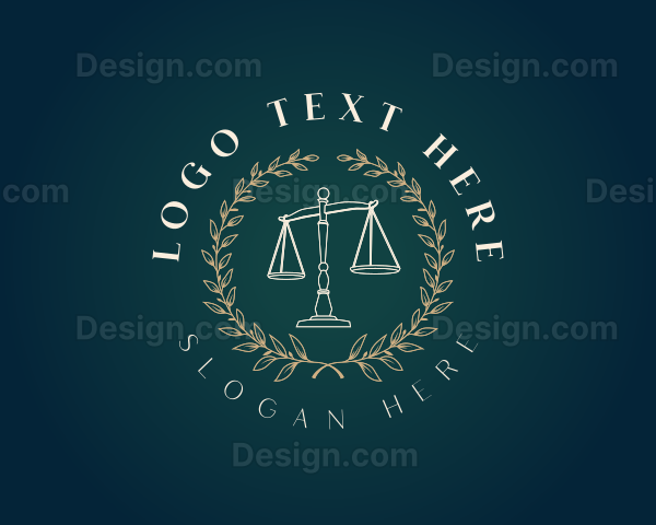 Legal Justice Scale Wreath Logo