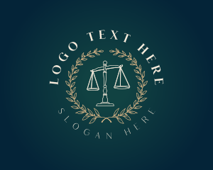 Legal Justice Scale Wreath logo