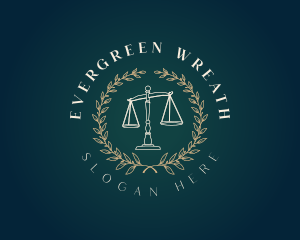 Legal Justice Scale Wreath logo design