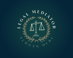 Legal Justice Scale Wreath logo design