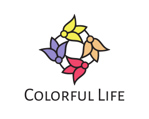 Colorful Tulip Flowers logo design