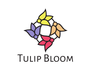 Colorful Tulip Flowers logo design