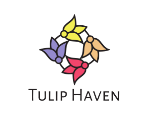 Colorful Tulip Flowers logo design