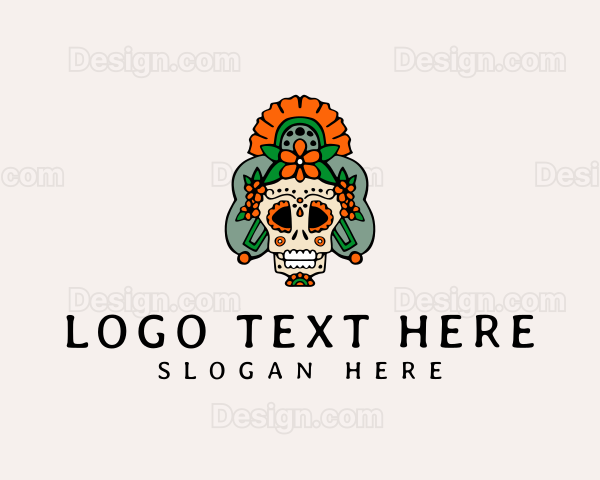 Mexican Floral Skull Logo