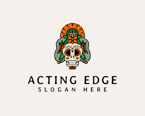 Mexican Floral Skull  logo design