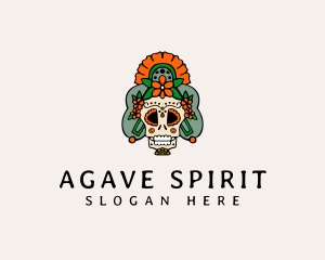 Mexican Floral Skull  logo design