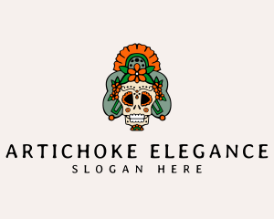 Mexican Floral Skull  logo design