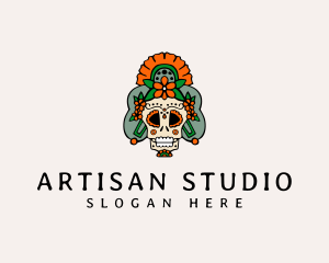 Mexican Floral Skull  logo design