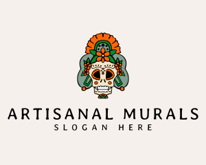 Mexican Floral Skull  logo design