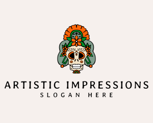 Mexican Floral Skull  logo design