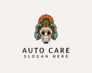 Mexican Floral Skull  logo design