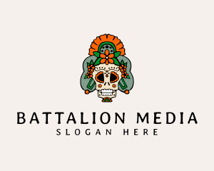 Mexican Floral Skull  logo design