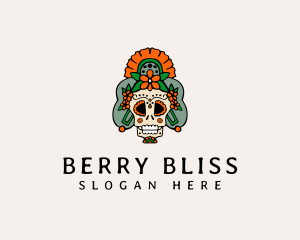 Mexican Floral Skull  logo design