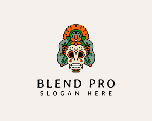 Mexican Floral Skull  logo design