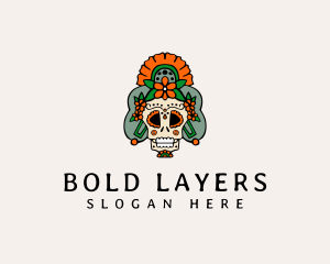 Mexican Floral Skull  logo design