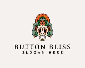 Mexican Floral Skull  logo design