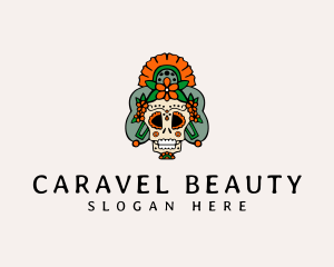 Mexican Floral Skull  logo design