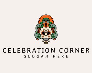 Mexican Floral Skull  logo design