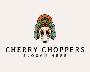 Mexican Floral Skull  logo design