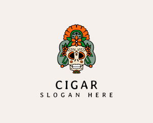 Mexican Floral Skull  logo design