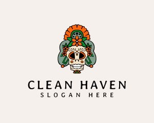 Mexican Floral Skull  logo design