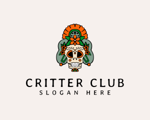 Mexican Floral Skull  logo design