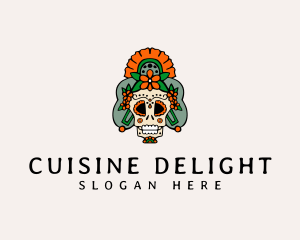 Mexican Floral Skull  logo design