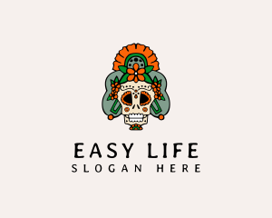 Mexican Floral Skull  logo design