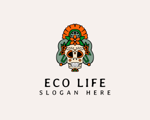 Mexican Floral Skull  logo design