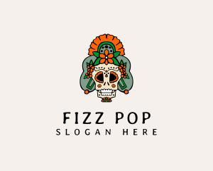 Mexican Floral Skull  logo design