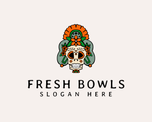 Mexican Floral Skull  logo design