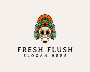 Mexican Floral Skull  logo design