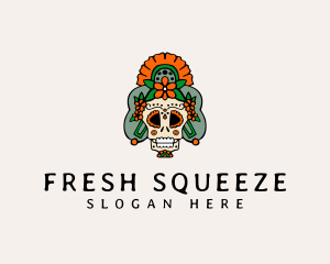 Mexican Floral Skull  logo design