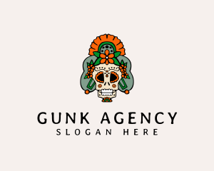 Mexican Floral Skull  logo design