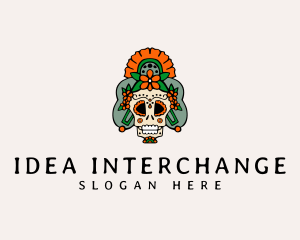 Mexican Floral Skull  logo design