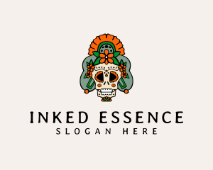 Mexican Floral Skull  logo design