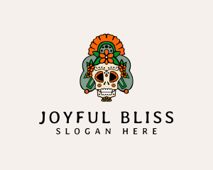 Mexican Floral Skull  logo design