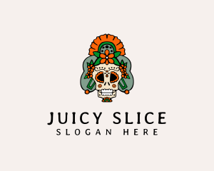 Mexican Floral Skull  logo design