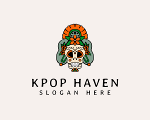 Mexican Floral Skull  logo design