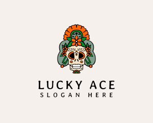 Mexican Floral Skull  logo design