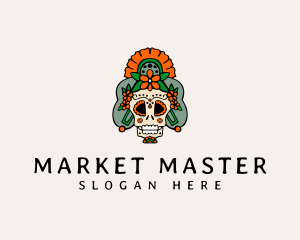 Mexican Floral Skull  logo design