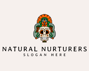 Mexican Floral Skull  logo design