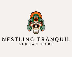 Mexican Floral Skull  logo design