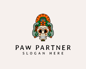 Mexican Floral Skull  logo design